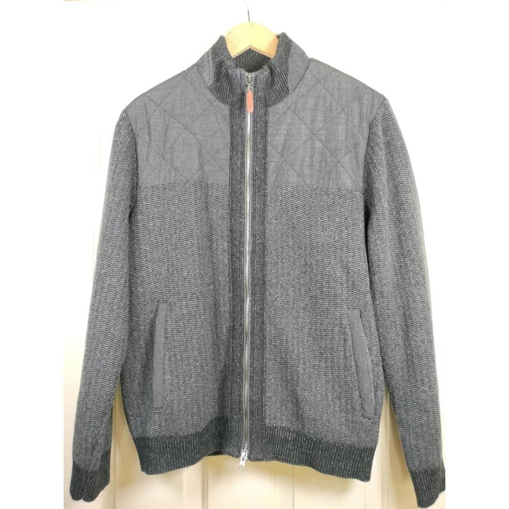 Tommy Bahama Summit Hybrid Full Zip Sweater Jacket Gray Wool Blend Men's M
